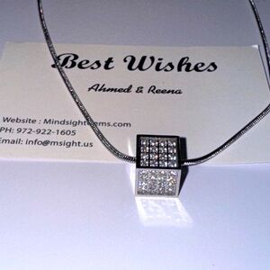 14k White Gold Vermeil Swarovski Crystal Urn Pendant, Ash Holder, Cremation Urn